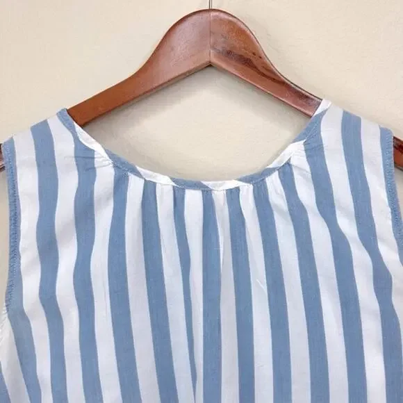 MADEWELL Indigo Button blouse top sleeveless striped cotton Size L - Picture 5 of 13